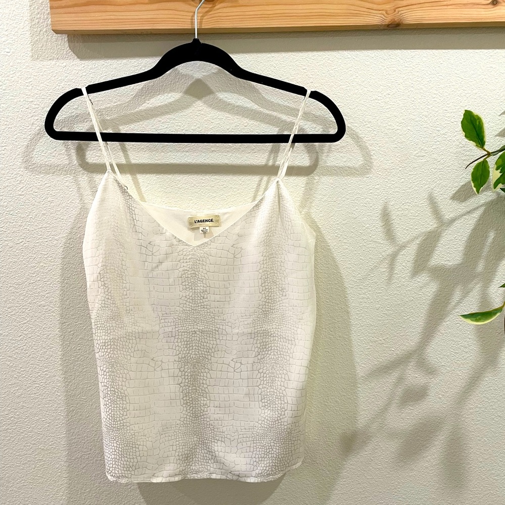 L’AGENCE white croc print Jane tank top small